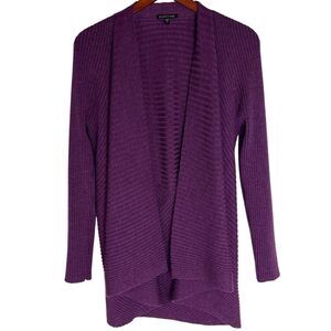 Eileen Fisher Womens 100% Merino Wool Open Front Cardigan Sweater Purple Medium
